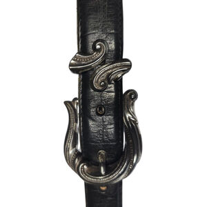 Women's Brighton Black & Silver Leather Belt XL